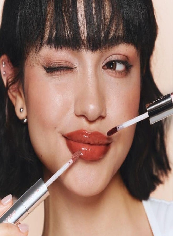 JUDYDOLL Peel Off Stain and Plumping Oil Duo - Long-Lasting Lip Stain with 3D Plumping Gloss, Hydrating and Non-Sticky Formula (#04 Cinnamon Glow) - Image 4